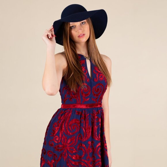 NWT Free People Dress SIZE 2 Blue Red Burnt Velvet Bohemian Boho Maxi Festival - Picture 6 of 10
